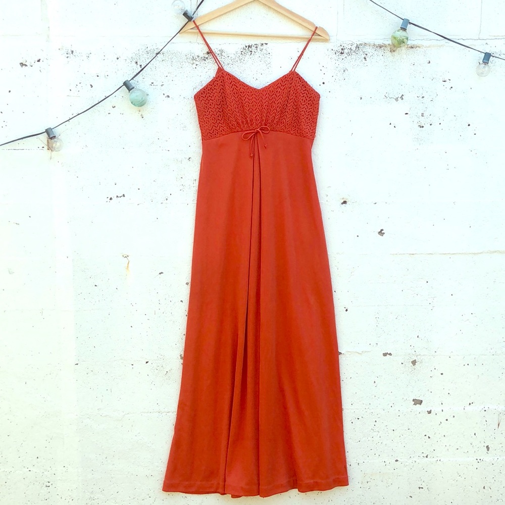 70s Burnt Orange Maxi Dress